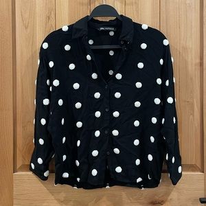 Zara dimensional polkadot button down
